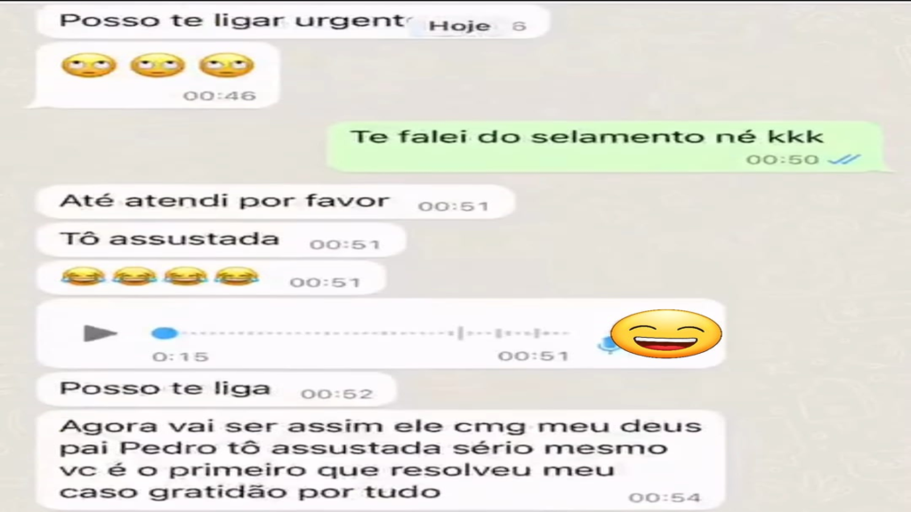 Captura de tela de uma conversa no WhatsApp, onde uma cliente expressa sua surpresa e gratidão ao Pai Pedro por ter ajudado a resolver seu caso com o ritual de Selamento espiritual, o único que tem como trazer a pessoa amada de volta. A cliente destaca que, após muitas tentativas fracassadas, o Selamento foi o único que trouxe resultados reais para trazer a pessoa amada de volta. 